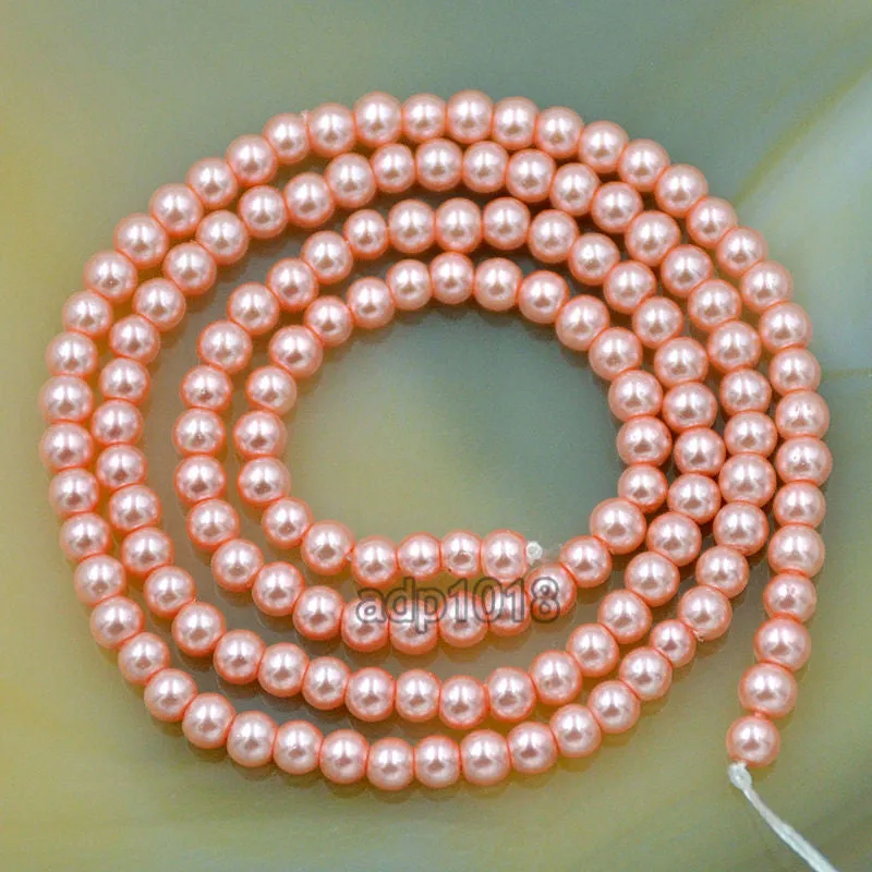 Czech Deep Pink Satin Luster Glass Pearl Round Beads on a 15.5" Strand