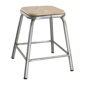 DE478 Bolero Galvanised Steel Stools with Wooden Seatpad (Pack of 4)