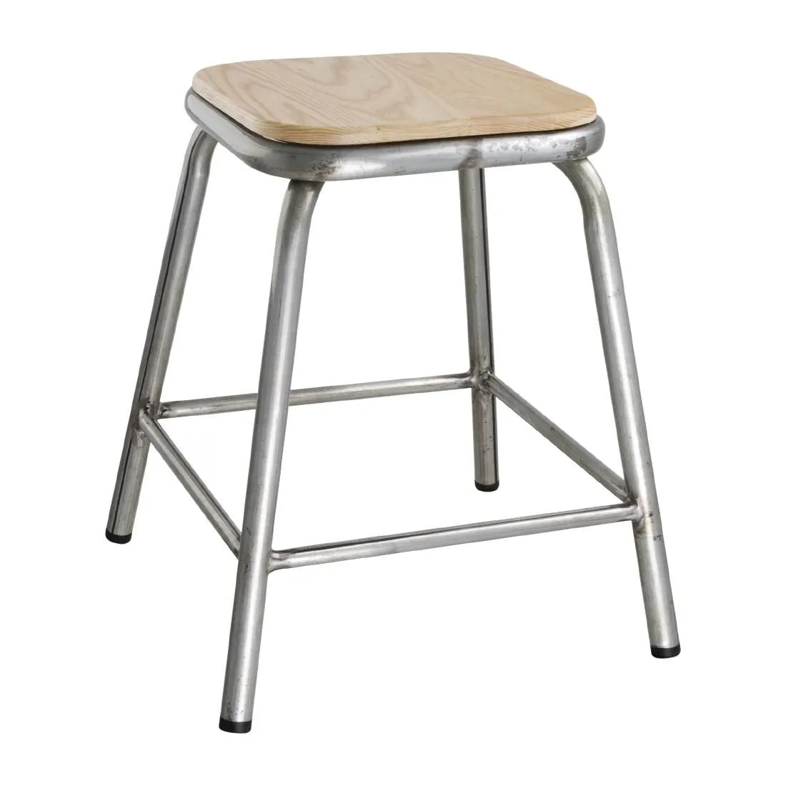 DE478 Bolero Galvanised Steel Stools with Wooden Seatpad (Pack of 4)