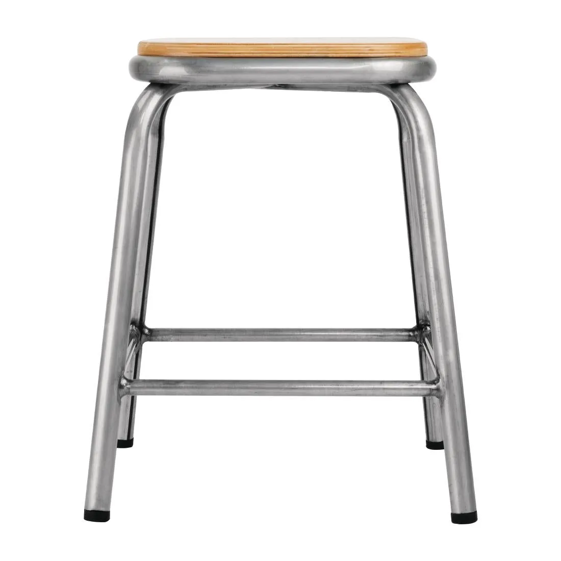 DE478 Bolero Galvanised Steel Stools with Wooden Seatpad (Pack of 4)