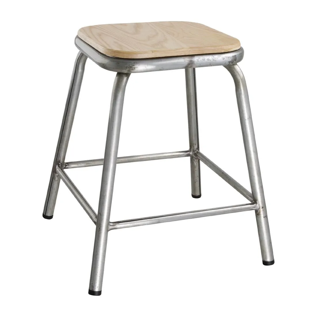 DE478 Bolero Galvanised Steel Stools with Wooden Seatpad (Pack of 4)