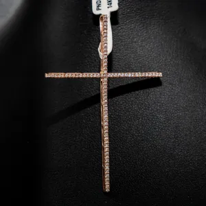 Diamond Cross Pendant 14K Rose Gold / 0.20Ct Dia / 2.5gr
