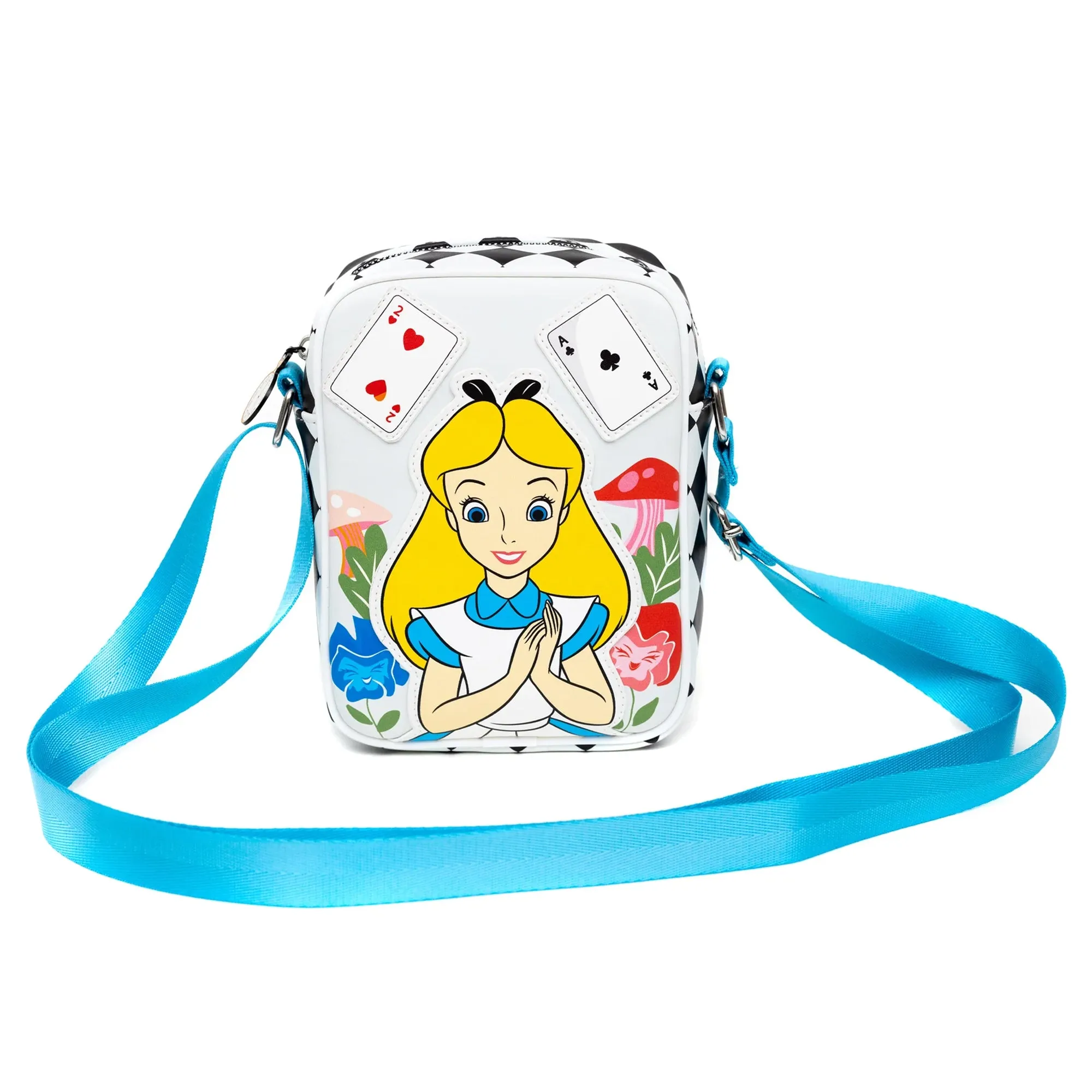 Disney Bag and Wallet Combo, Alice in Wonderland Cards Chesire Cat Clock, Vegan Leather