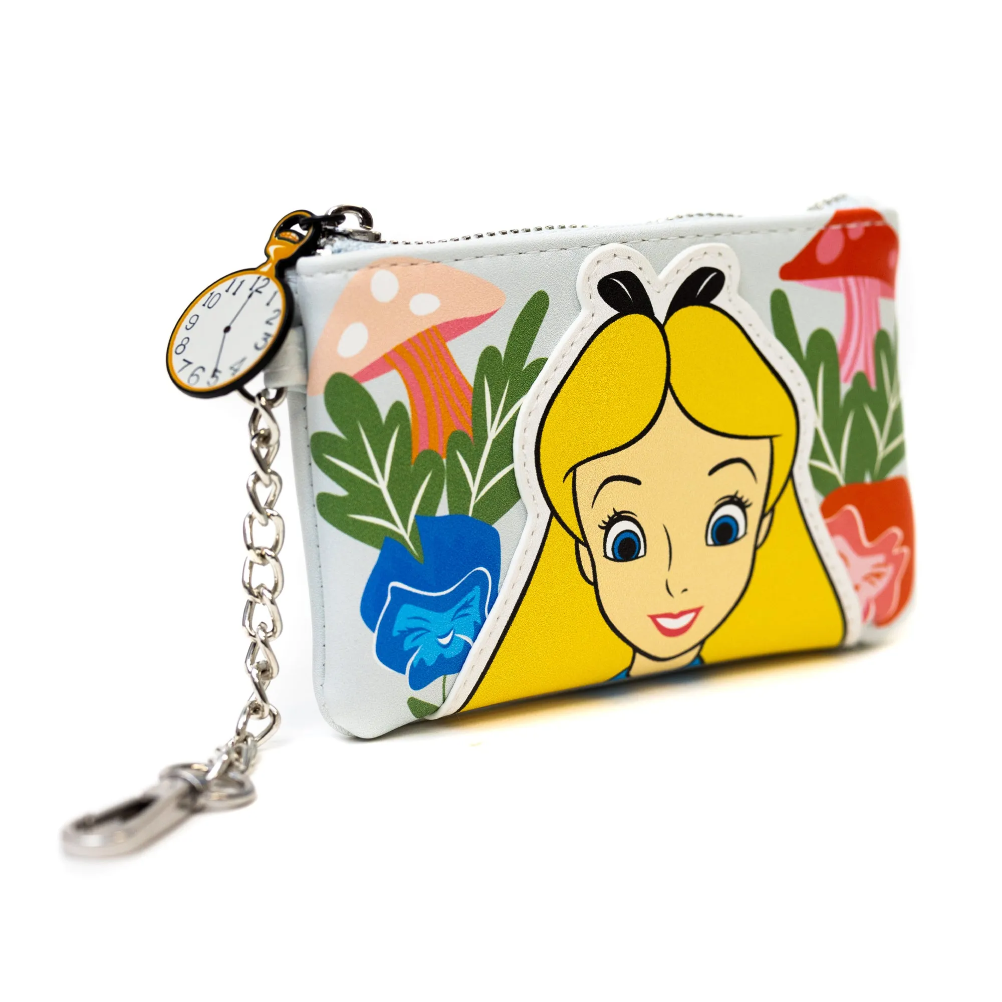 Disney Bag and Wallet Combo, Alice in Wonderland Cards Chesire Cat Clock, Vegan Leather