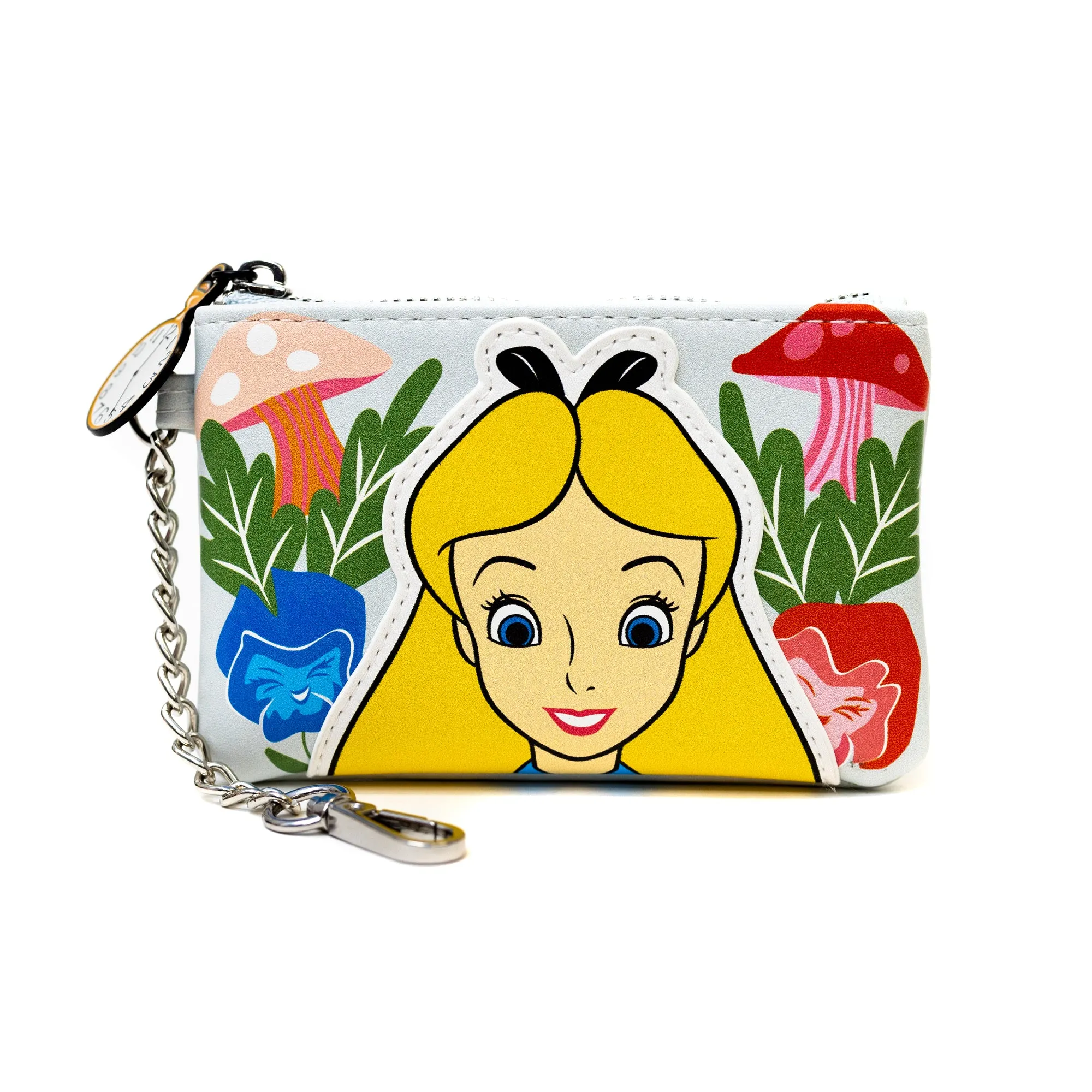 Disney Bag and Wallet Combo, Alice in Wonderland Cards Chesire Cat Clock, Vegan Leather