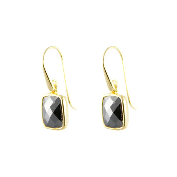 Earrings - Dangle Hematite Gold Plated Sterling Silver