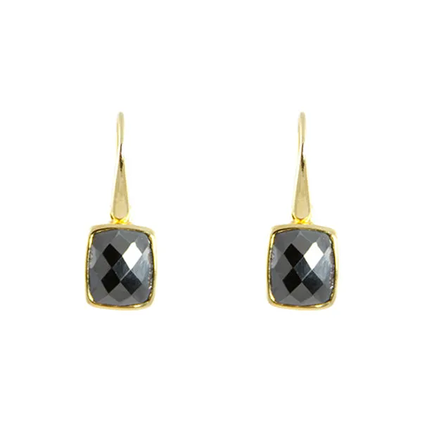Earrings - Dangle Hematite Gold Plated Sterling Silver