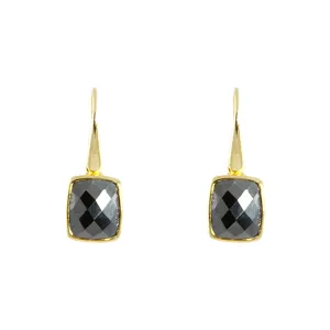 Earrings - Dangle Hematite Gold Plated Sterling Silver