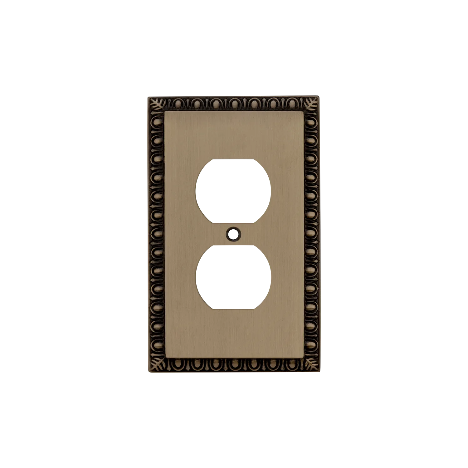 Egg & Dart Switch Plate with Outlet in Antique Brass