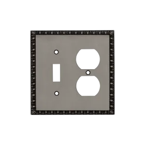 Egg & Dart Switch Plate with Toggle and Outlet in Antique Pewter
