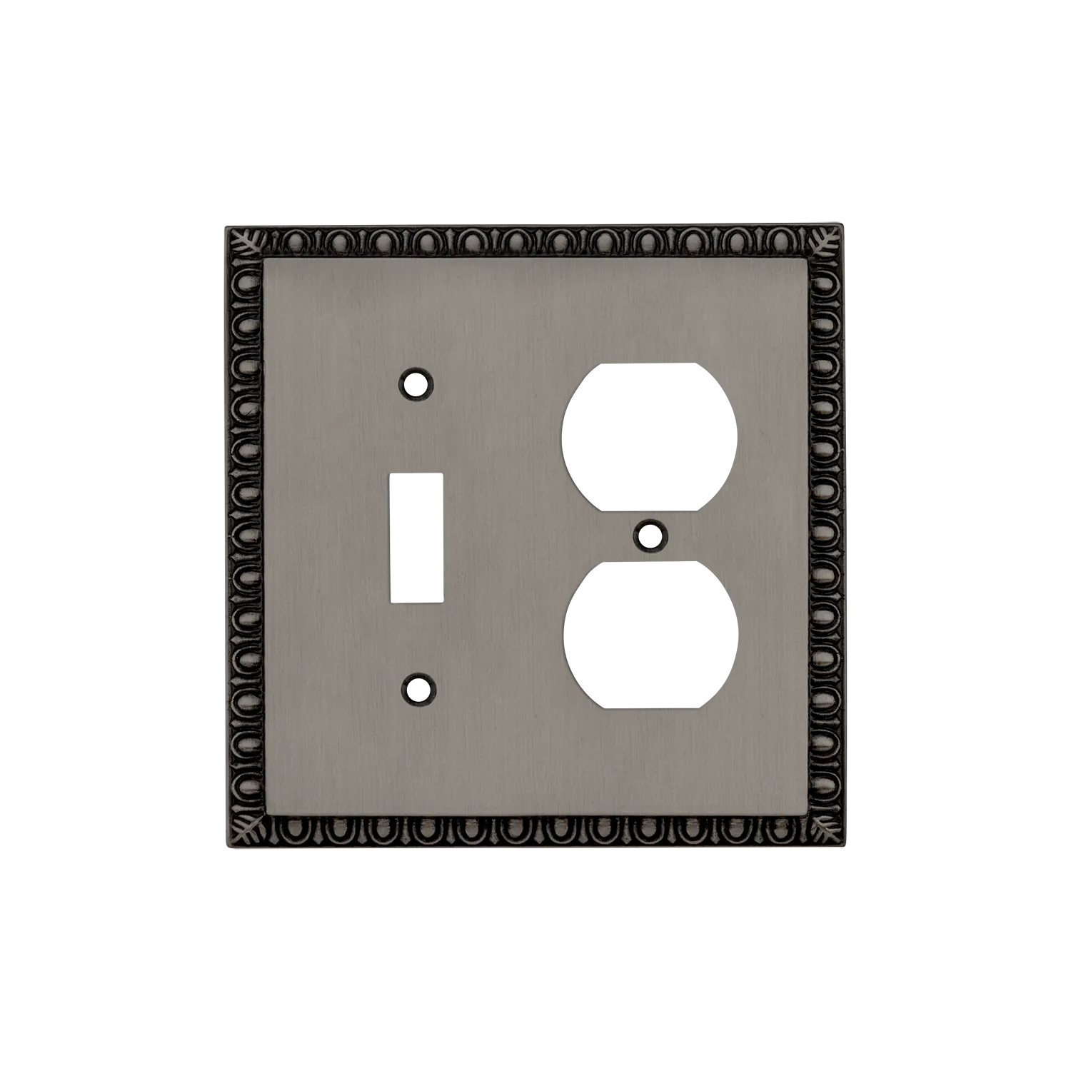 Egg & Dart Switch Plate with Toggle and Outlet in Antique Pewter