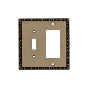 Egg & Dart Switch Plate with Toggle and Rocker in Antique Brass