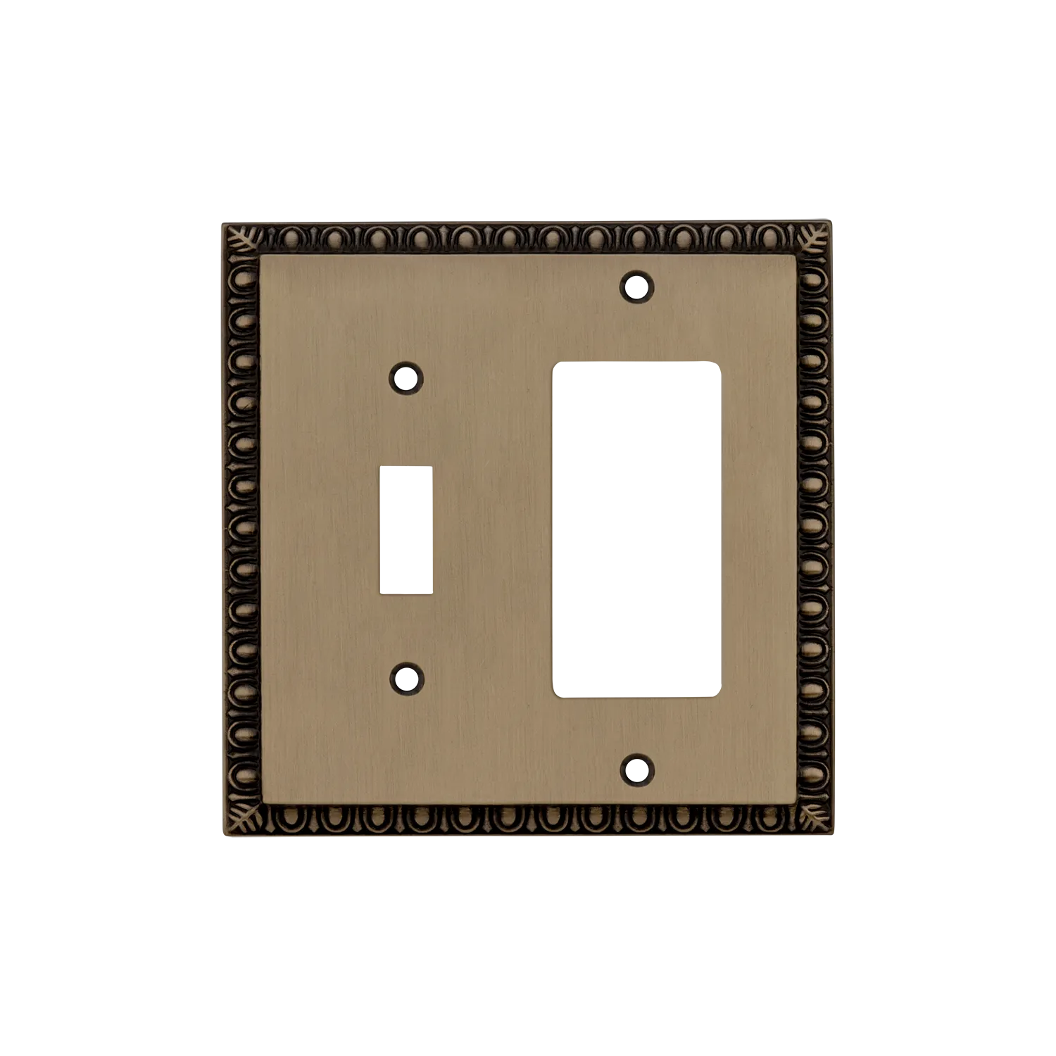 Egg & Dart Switch Plate with Toggle and Rocker in Antique Brass