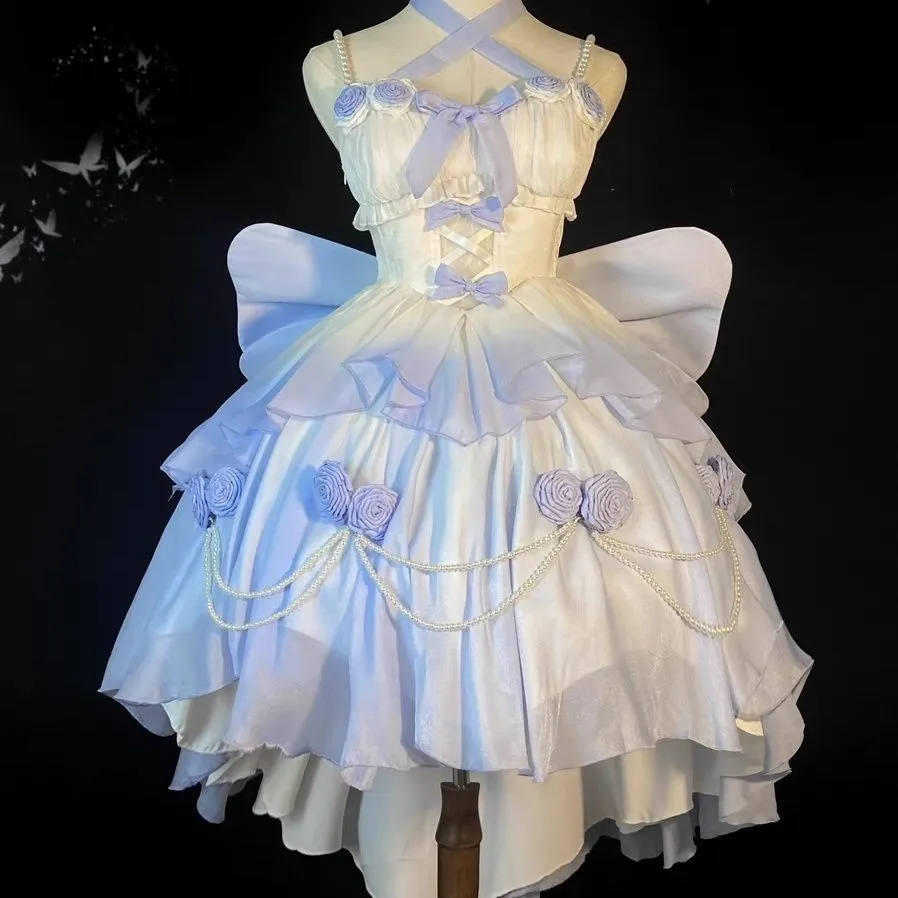 Elegant And Light Wedding Hollow Lolita Skirt With Short Front And Long Back