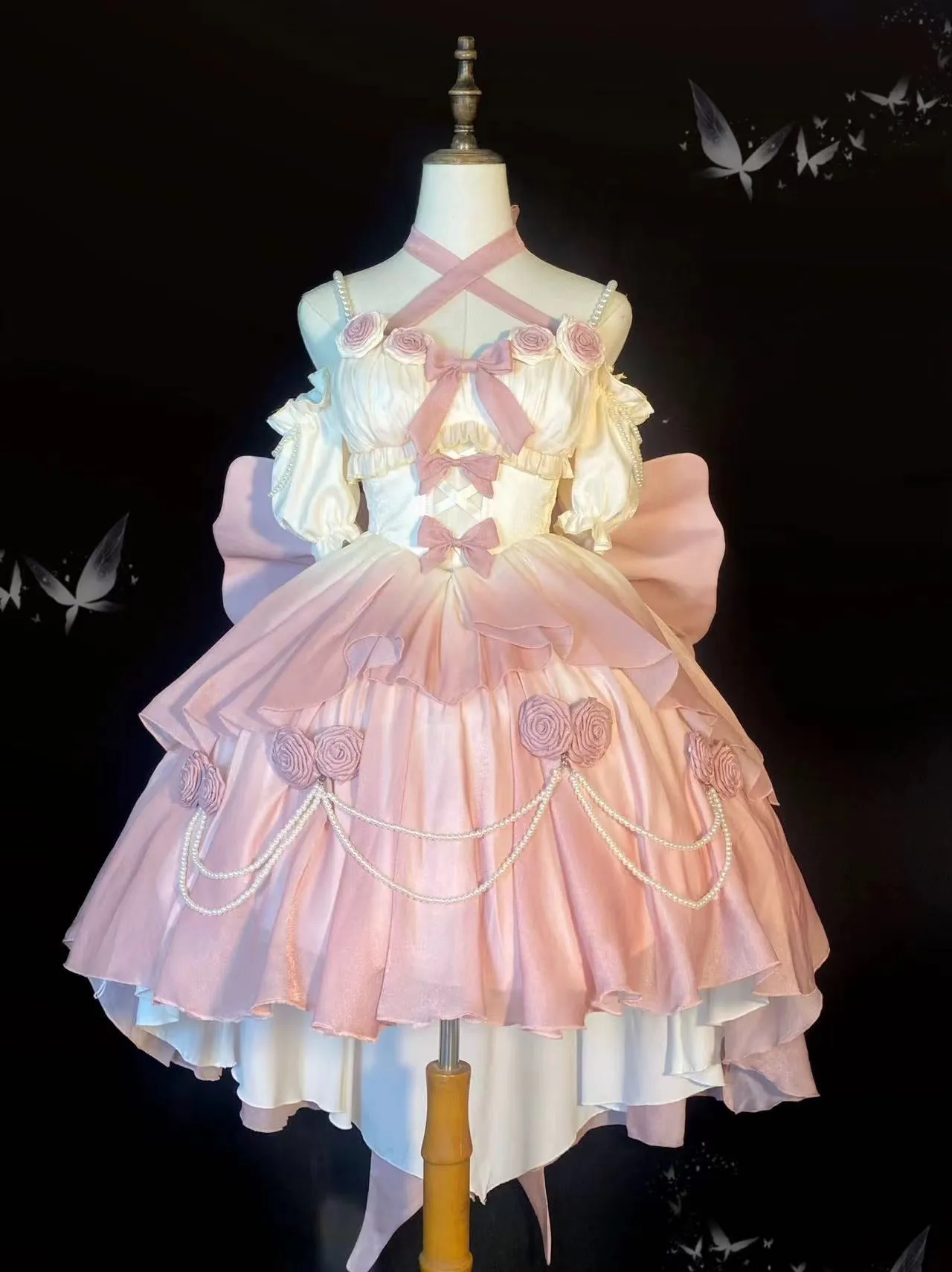 Elegant And Light Wedding Hollow Lolita Skirt With Short Front And Long Back