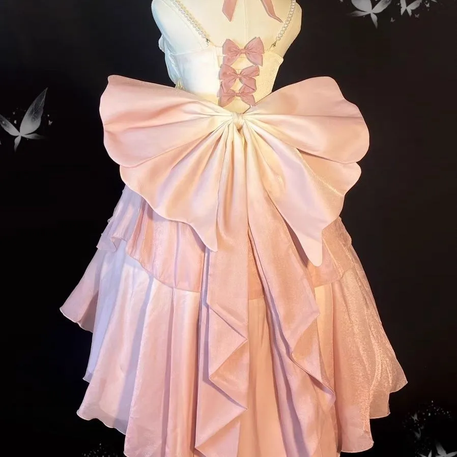 Elegant And Light Wedding Hollow Lolita Skirt With Short Front And Long Back