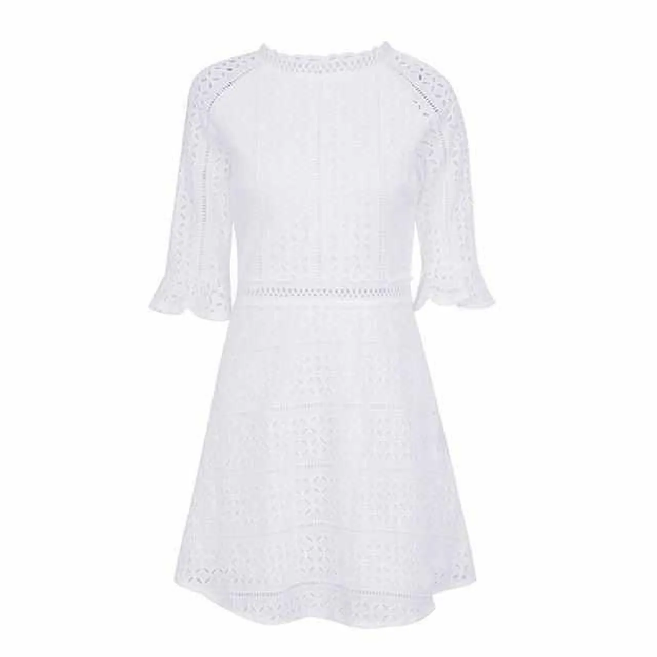Elegant Half sleeve hollow out lace dress