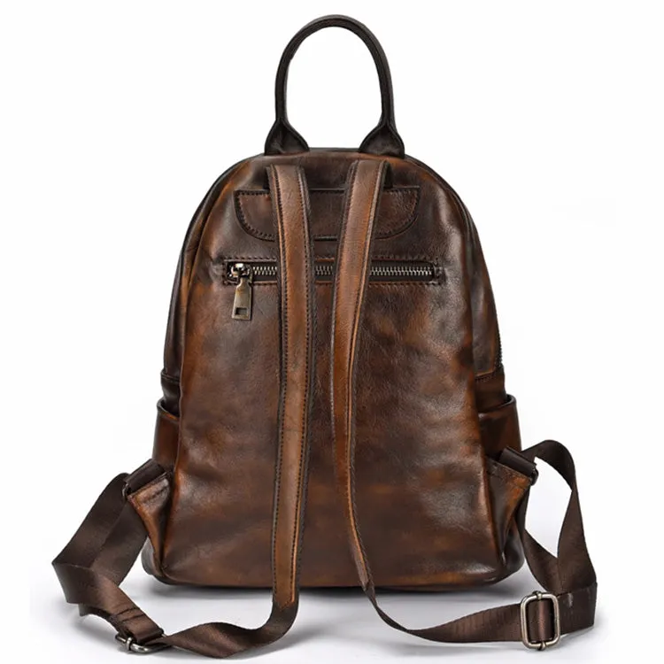 Elegant Womens Vintage Leather Backpack Bags Bookbag Purse for Women