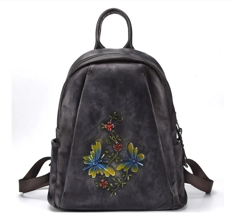 Elegant Womens Vintage Leather Backpack Bags Bookbag Purse for Women