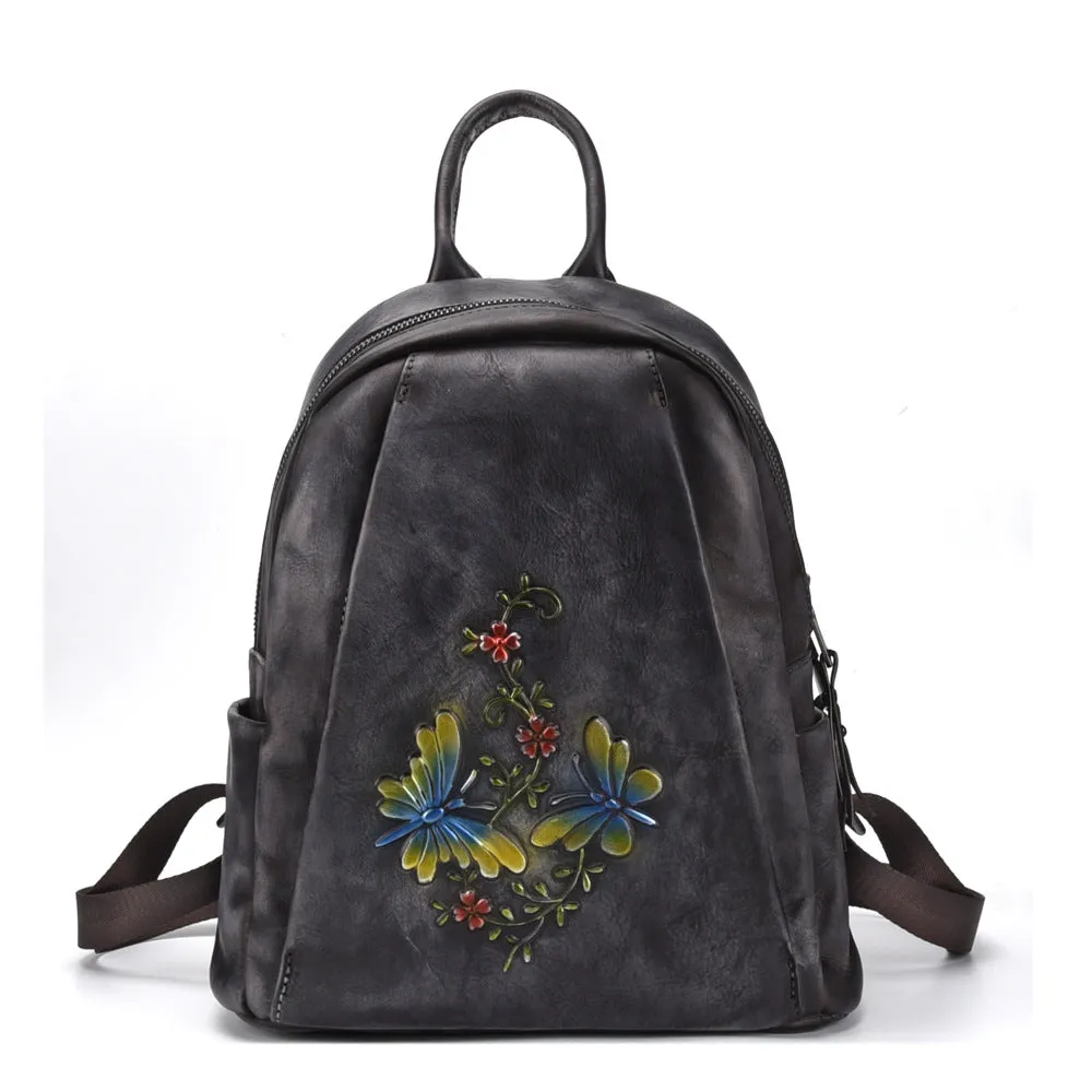 Elegant Womens Vintage Leather Backpack Bags Bookbag Purse for Women
