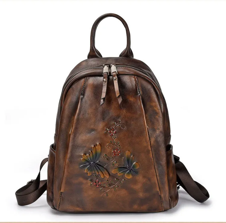 Elegant Womens Vintage Leather Backpack Bags Bookbag Purse for Women