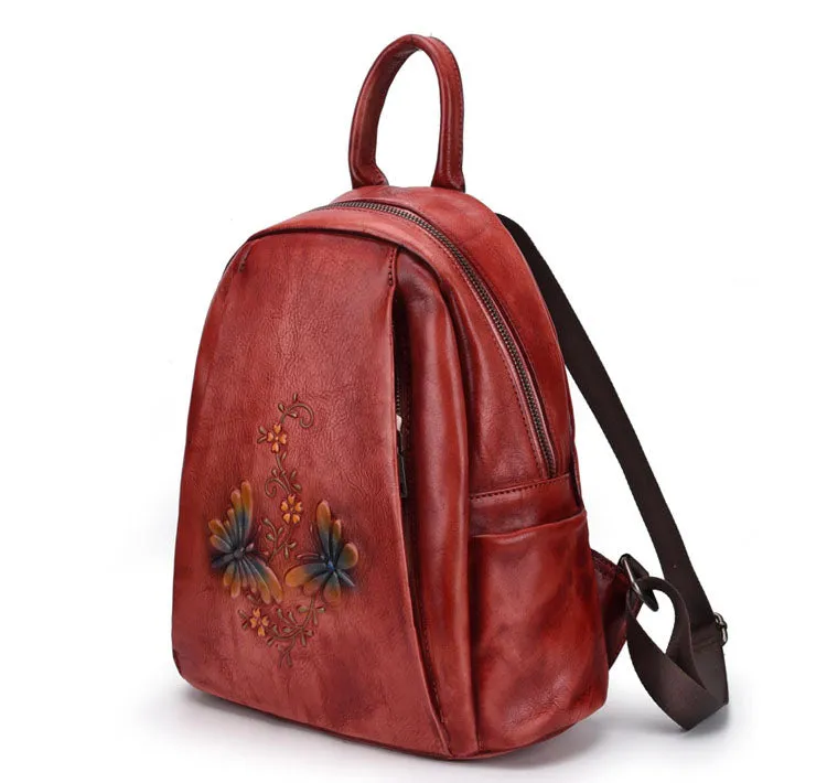 Elegant Womens Vintage Leather Backpack Bags Bookbag Purse for Women
