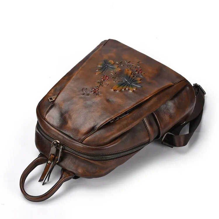 Elegant Womens Vintage Leather Backpack Bags Bookbag Purse for Women