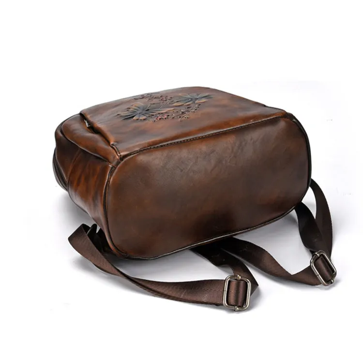Elegant Womens Vintage Leather Backpack Bags Bookbag Purse for Women