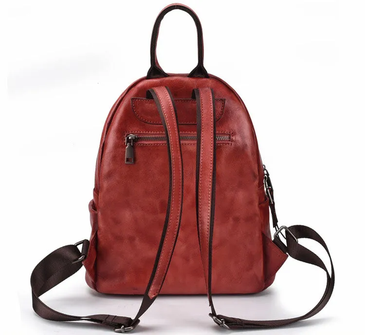 Elegant Womens Vintage Leather Backpack Bags Bookbag Purse for Women