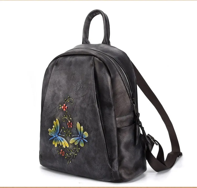 Elegant Womens Vintage Leather Backpack Bags Bookbag Purse for Women
