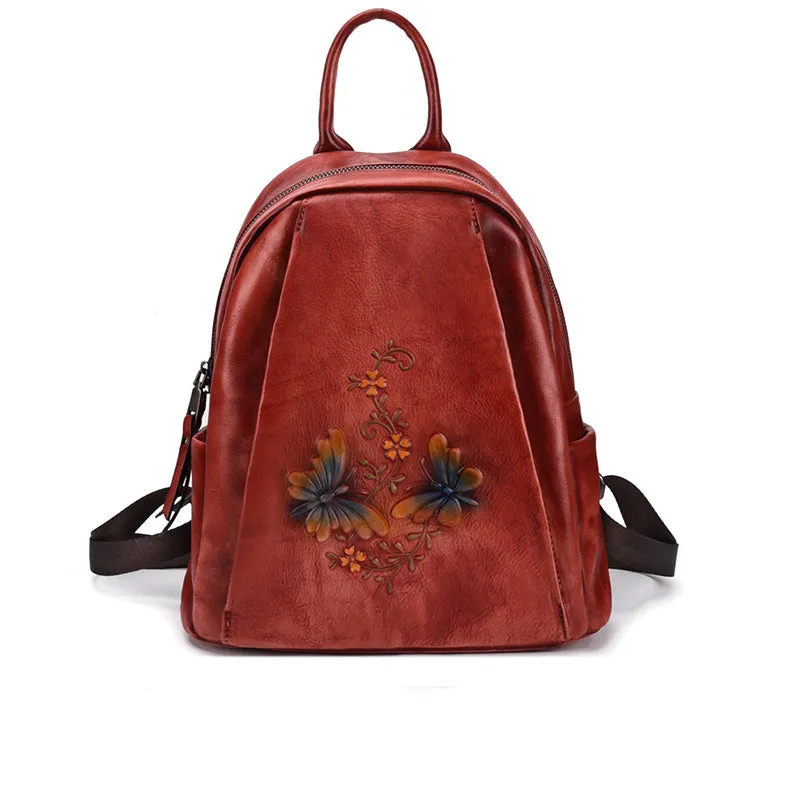 Elegant Womens Vintage Leather Backpack Bags Bookbag Purse for Women