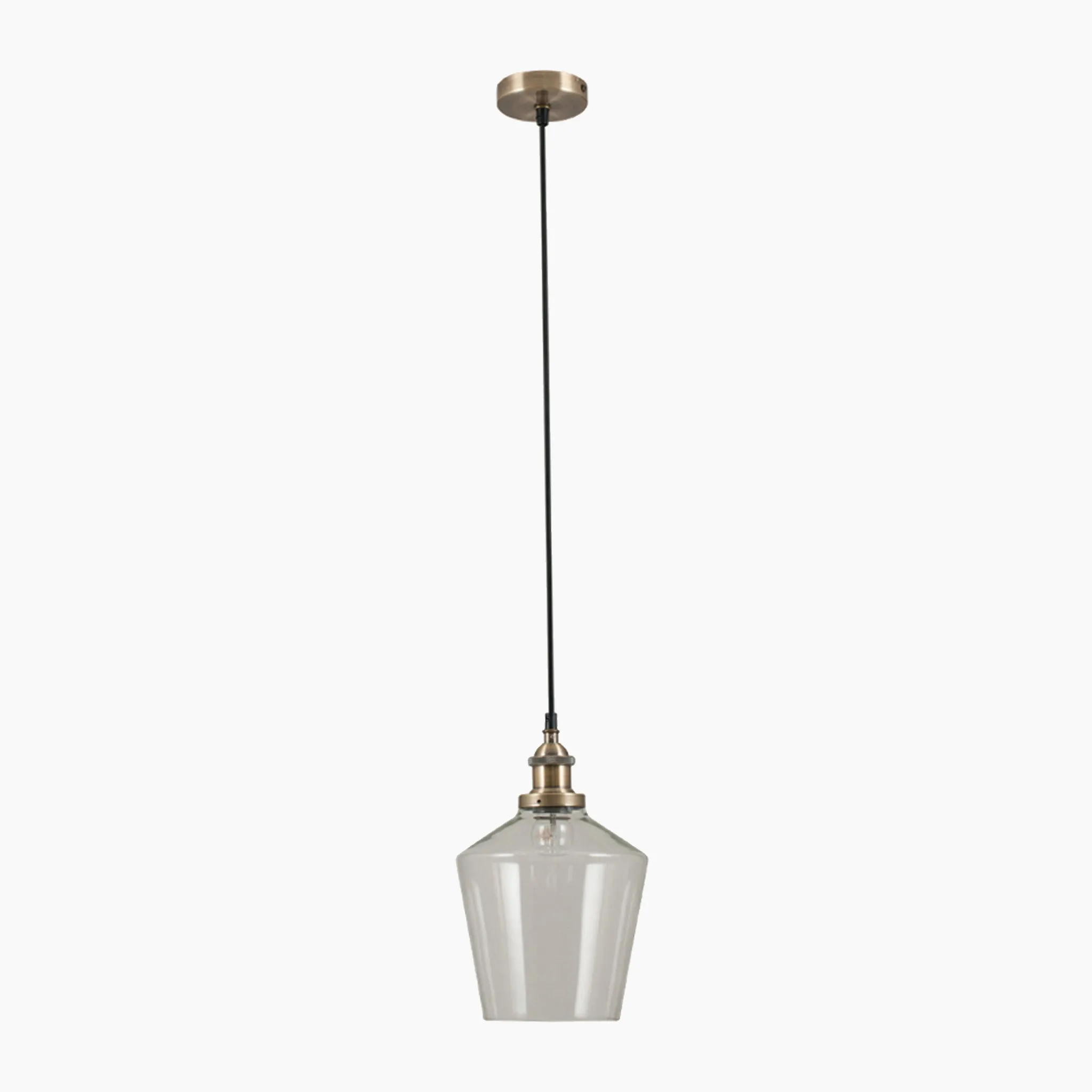 Emmanuelle Antique Brass Metal and Clear Glass Pendant