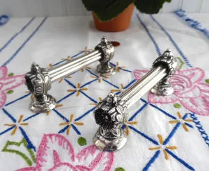 English Victorian Cutlery Rests Pair Fluted Classical Column And Flower Ends 1890s