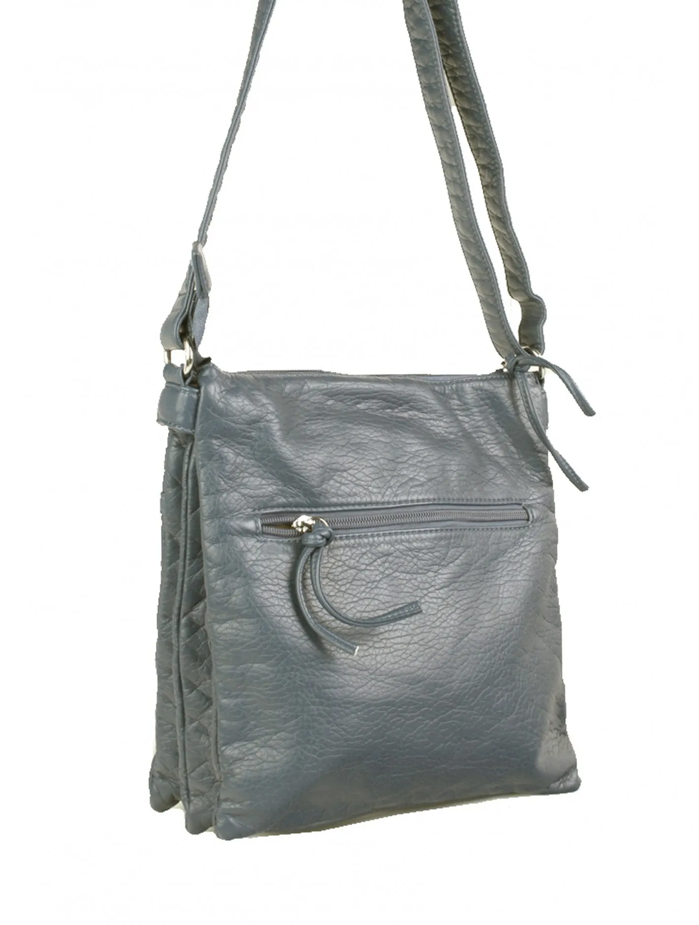 Faux Leather Satchel-Grey