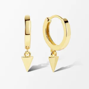 FE0006 925 Sterling Silver Pyramid Drop Huggie Earrings