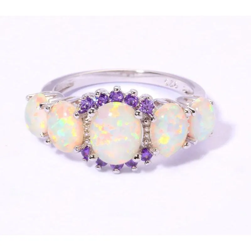 Fire Opal and Amethyst Ring