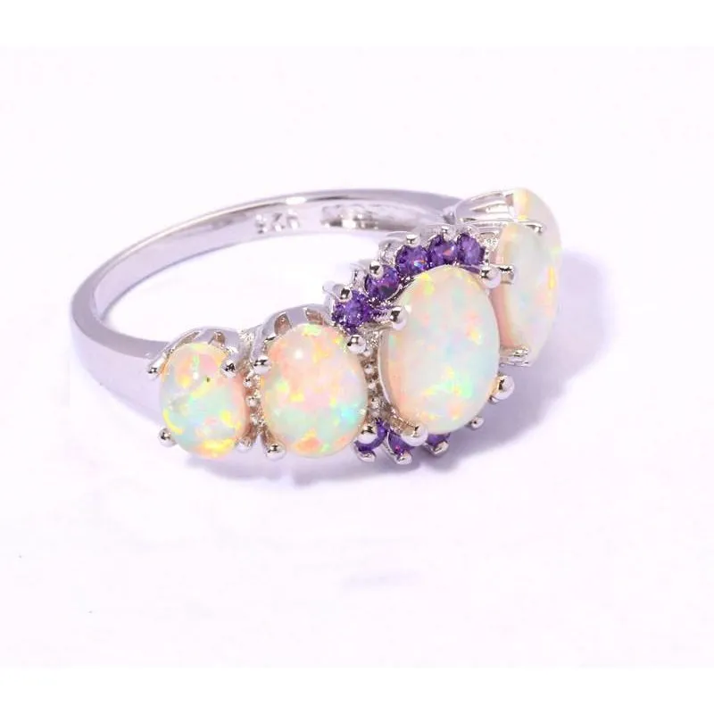 Fire Opal and Amethyst Ring