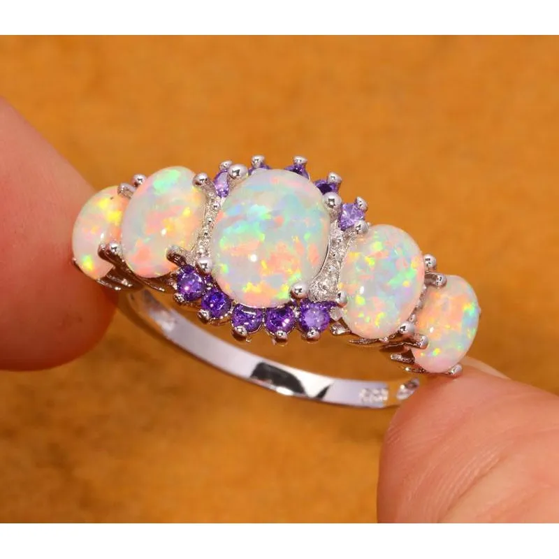 Fire Opal and Amethyst Ring