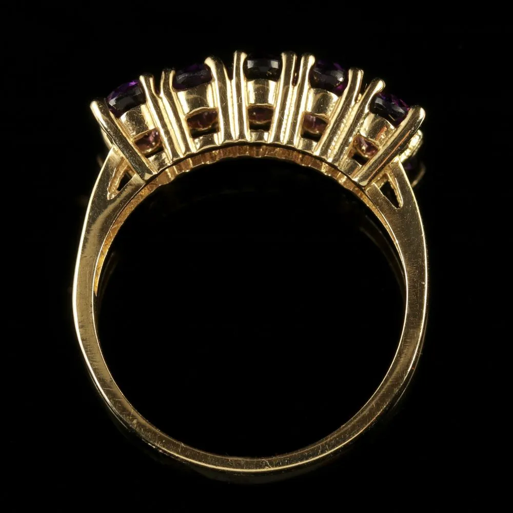 Five Stone Amethyst 9Ct Gold Ring