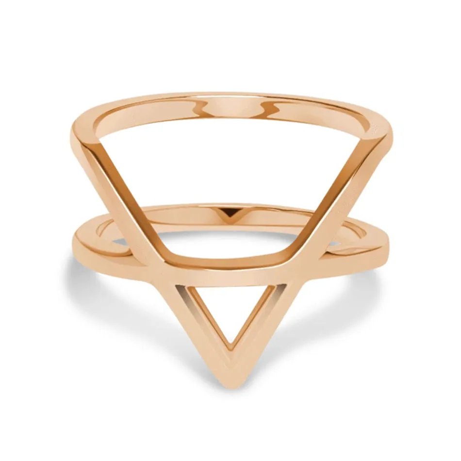 FJ0070 925 Sterling Silver Geometric Cross Ring