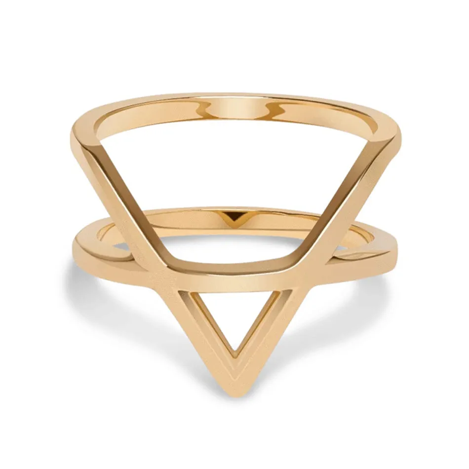 FJ0070 925 Sterling Silver Geometric Cross Ring