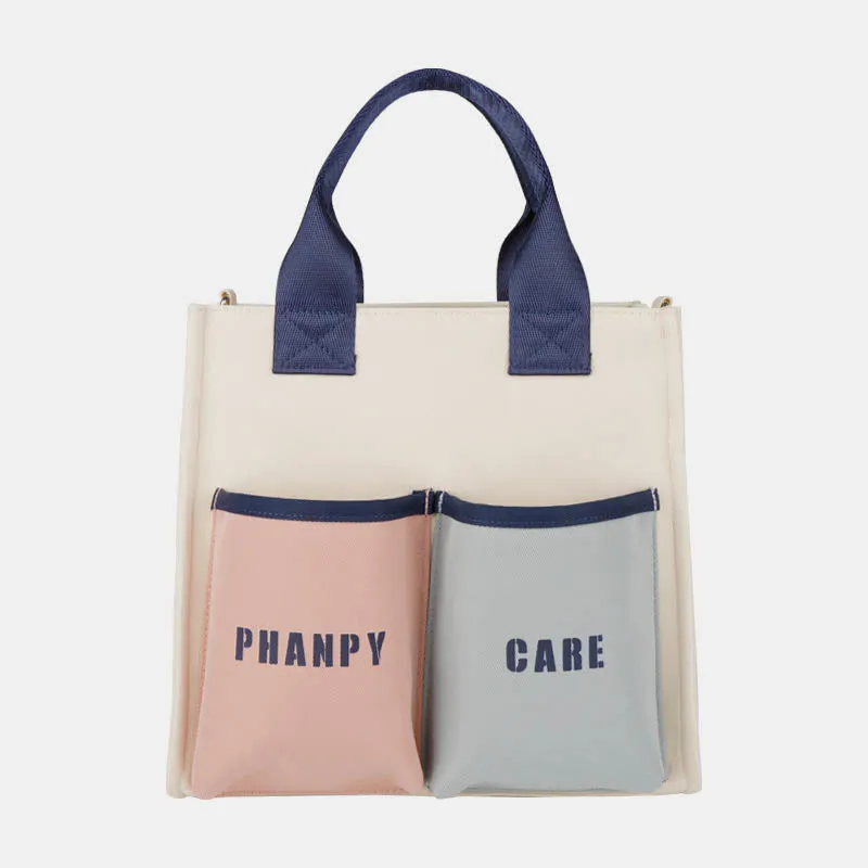 Functional Handbag Tote Mommy Bag Multi-Pocket Shoulder Purse with Crossbody Strap
