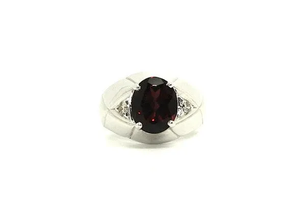 Garnet And Diamond Oval-cut Ring