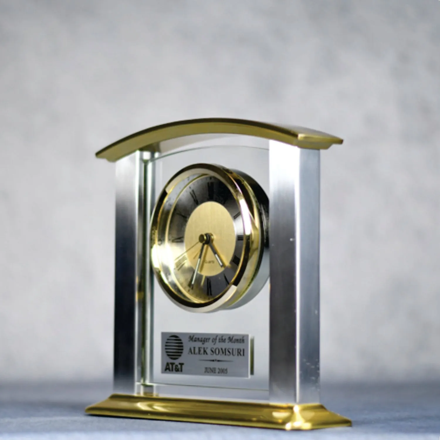 Glass/Sil Brass Clock