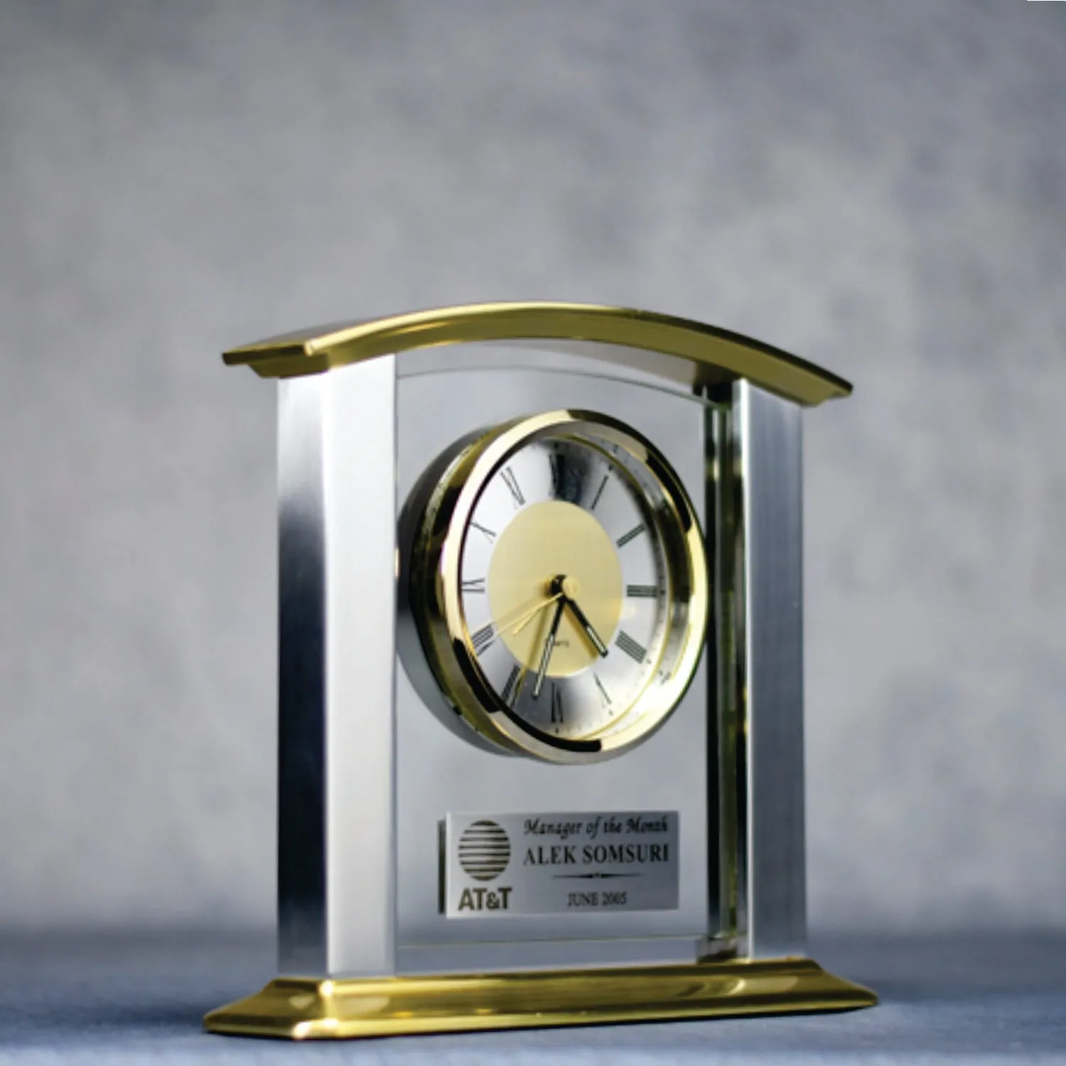 Glass/Sil Brass Clock