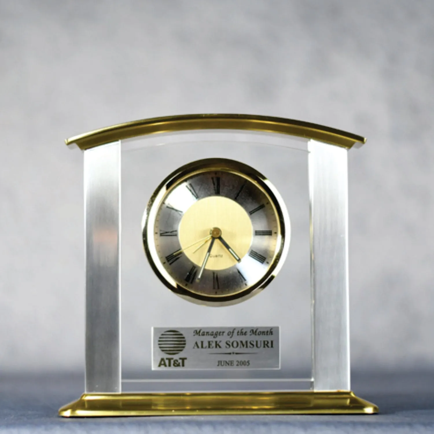 Glass/Sil Brass Clock