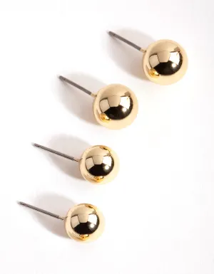 Gold Graduated Ball Stud Pack Ball Pack Earring