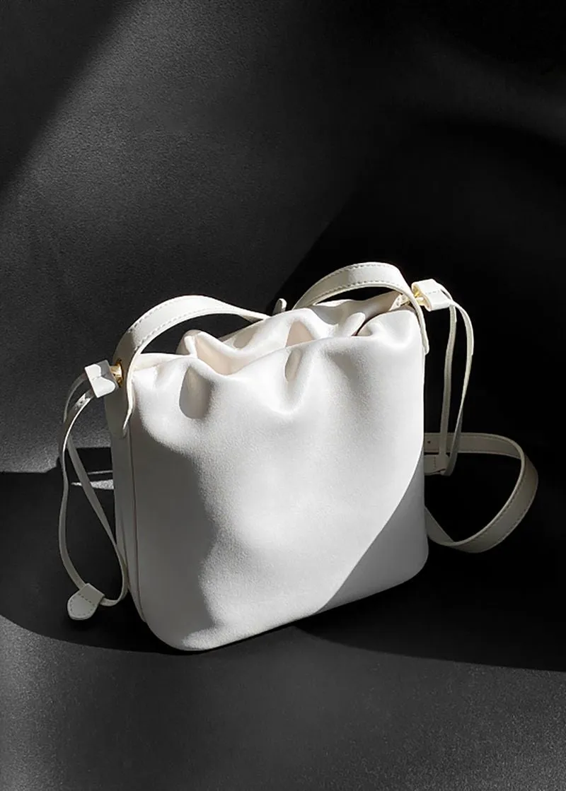 Grain Leather Small Bucket Bag