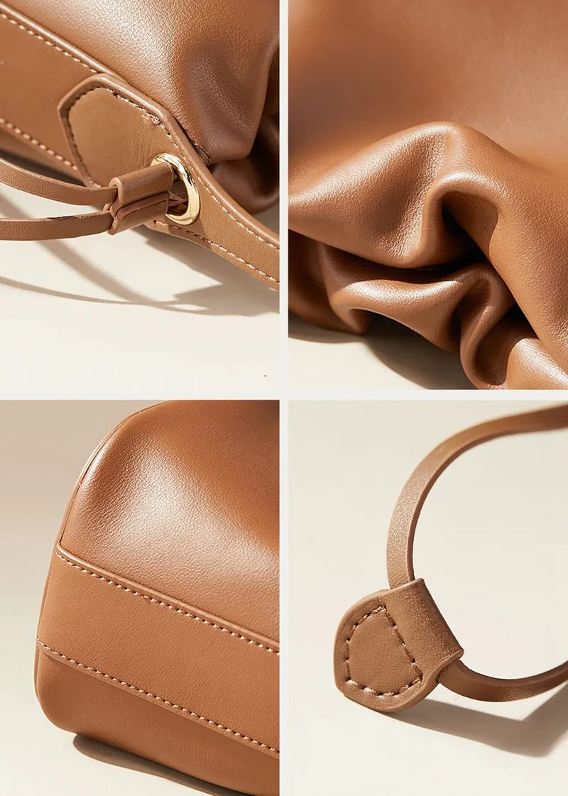 Grain Leather Small Bucket Bag