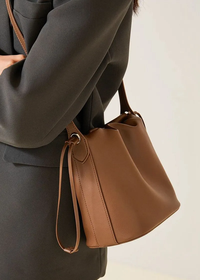Grain Leather Small Bucket Bag